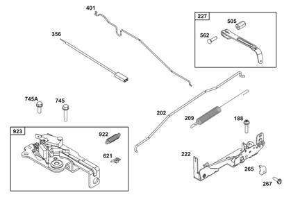 Controls Group Diagram and Parts List for 125P02-0066-H5 100000 - 19Z999 Briggs and Stratton Engine